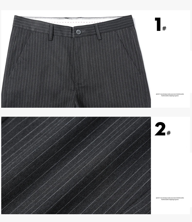 Men's Stripe Plaid Ankle Length Trousers