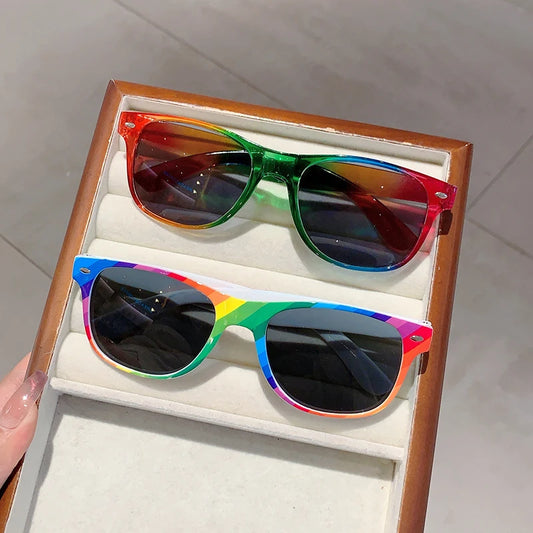 Rainbow Sunglasses Set - 12 Pairs Retro Square Fashion Decoration Eyewear Collection