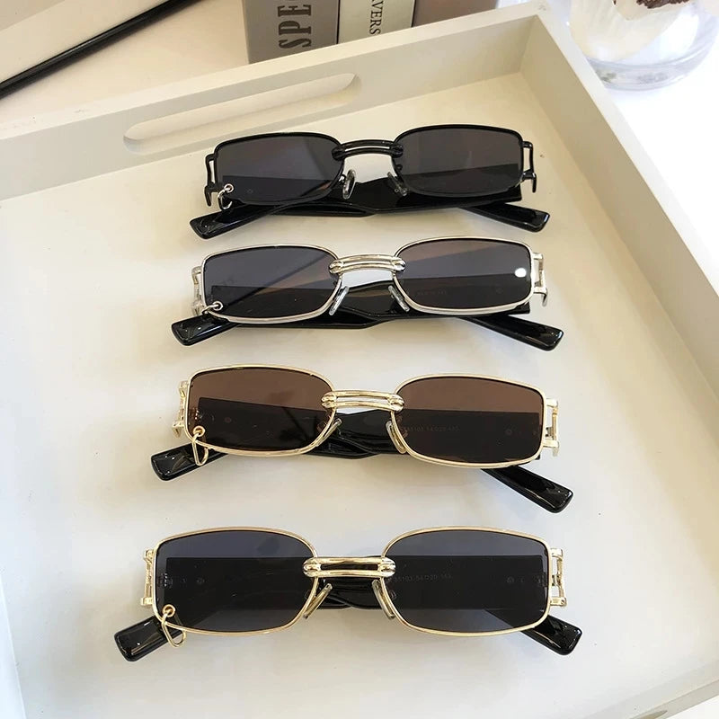 Unisex Vintage Black Square Sunglasses