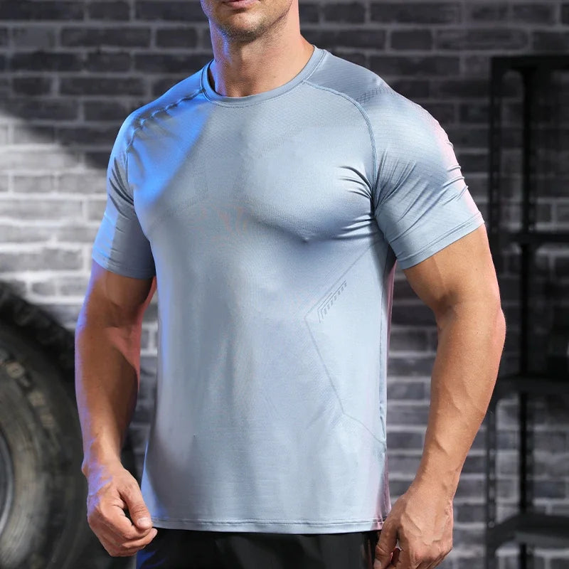 Men's Short Sleeve Breathable Gym Fitness Muscle Fit Shirt Yoga Running T-shirt