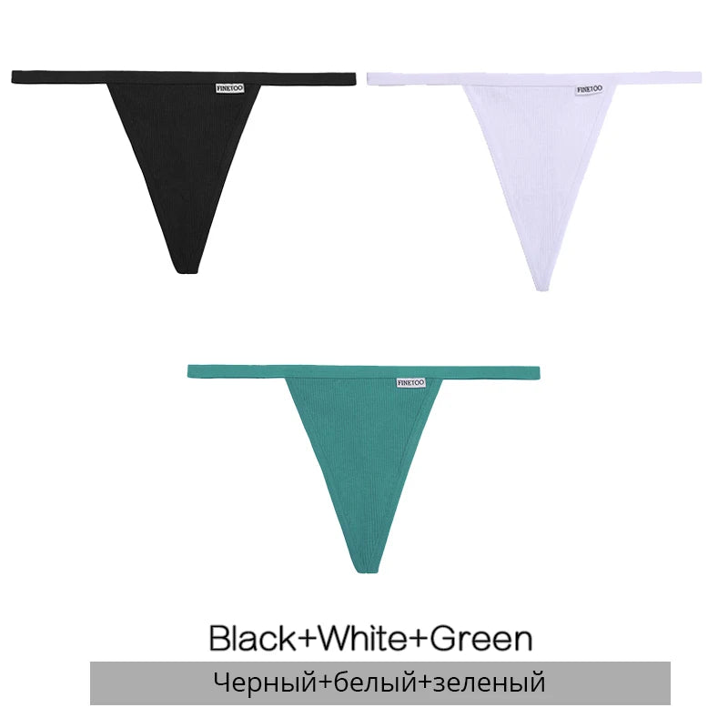 Cotton Thongs 3-Pack Set - Low-Rise Comfortable Underwear