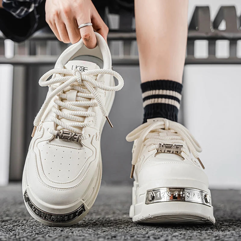 Men's Platform Sneakers - Metal Detail Sports Trainers