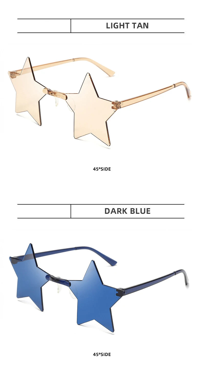 Women's 12/16 Pack Rimless Star Shaped Sunglasses Set