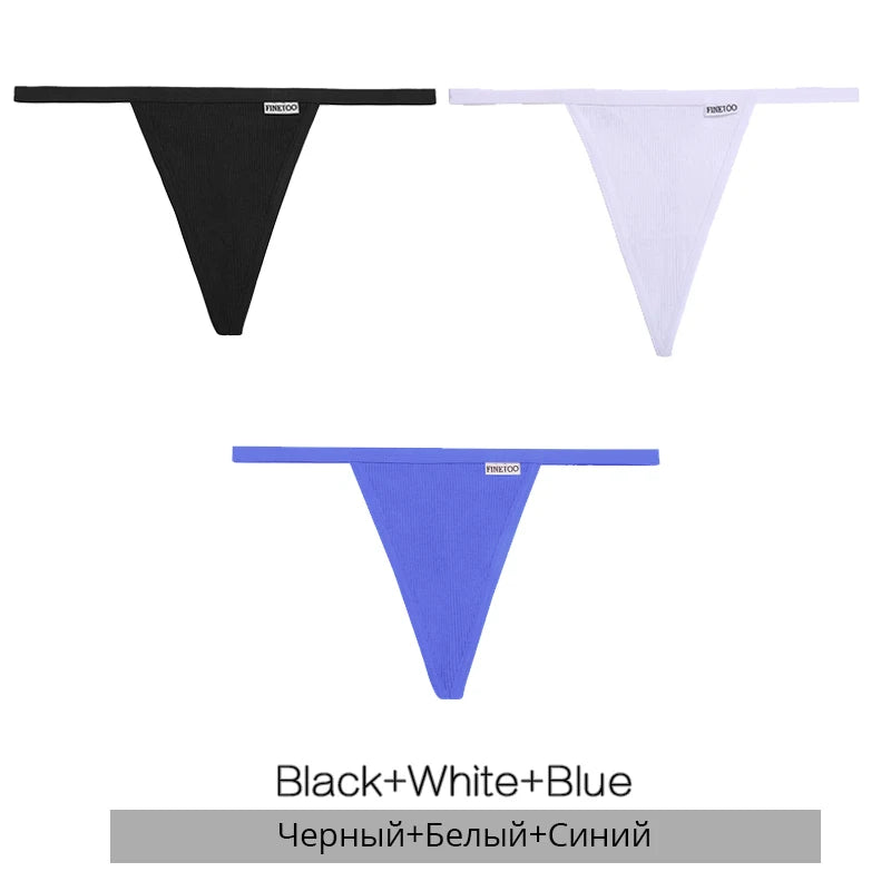 Cotton Thongs 3-Pack Set - Low-Rise Comfortable Underwear