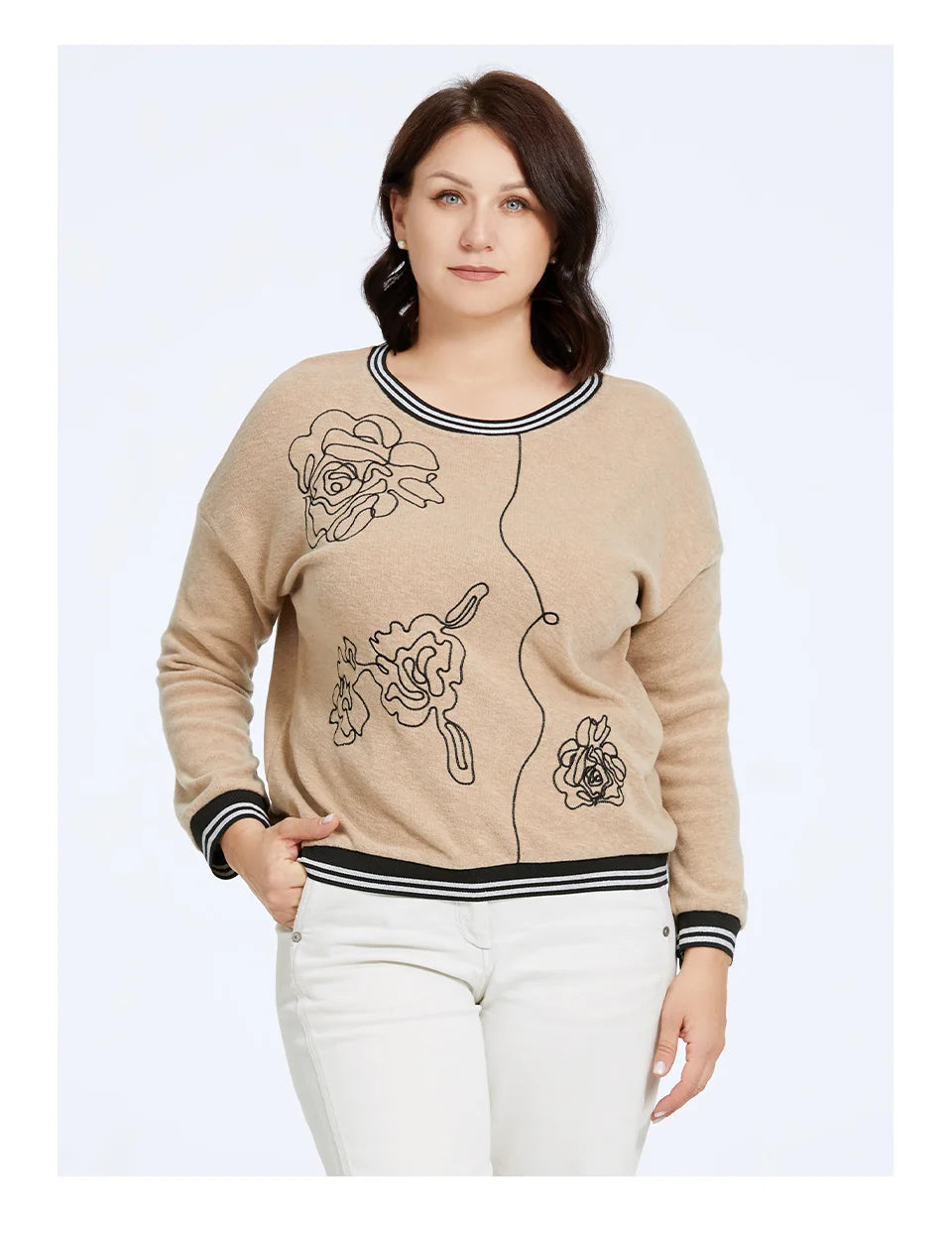 Women's Oversized Flower Embroidery Knitted Jumper