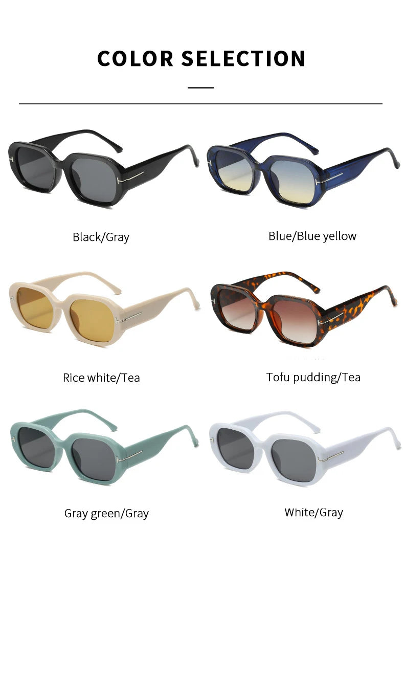Women's Retro Rectangle Sunglasses - Vintage Small Frame Classic Eyewear