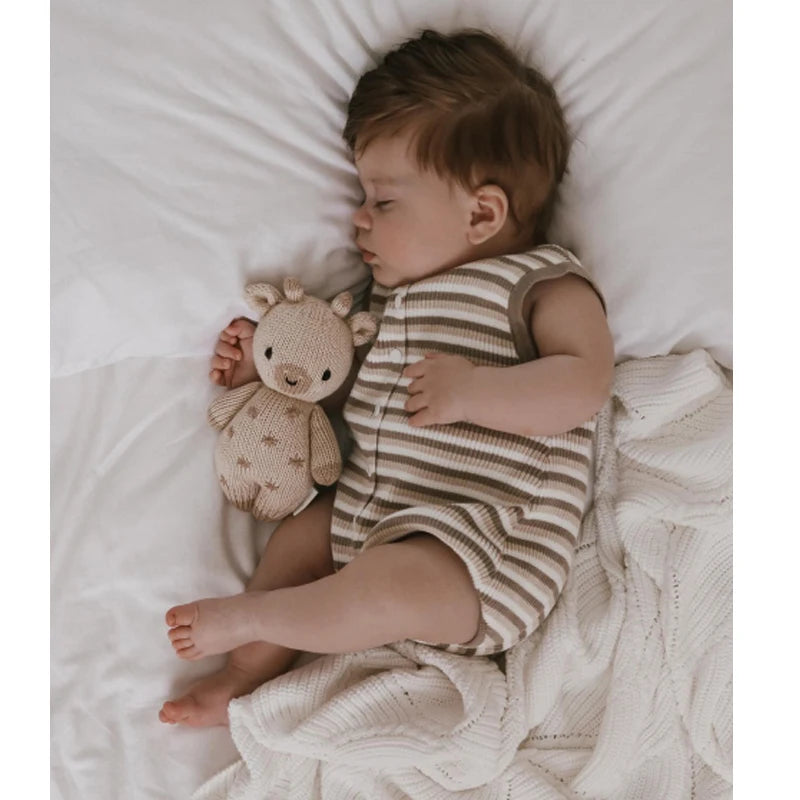 0-18M Baby Girls Boys Rompers Stripe Print Sleeveless Buttons Round Neck Summer Bodysuits Jumpsuit