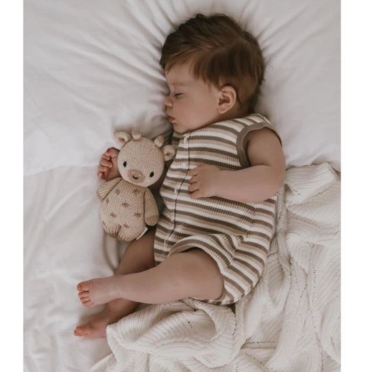 0-18M Baby Girls Boys Rompers Stripe Print Sleeveless Buttons Round Neck Summer Bodysuits Jumpsuit