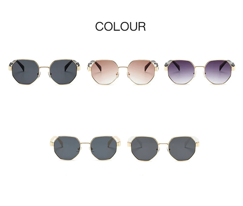 Trendy Polygonal Metal Frame Sunglasses - Women's Retro UV400 Protection