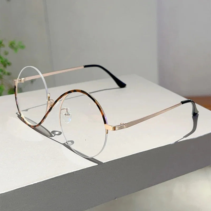 Women's Semi-Rimless Round Frame Fashion Eye Glasses