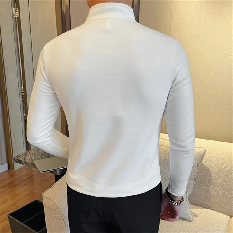 Men's Slim Fit Half-Zip Stand Collar T-Shirt