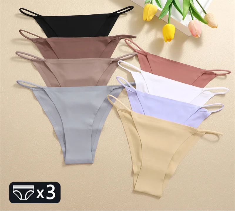 3-Pack Seamless Low Waist Bikini Briefs - Comfortable Stretch Underwear