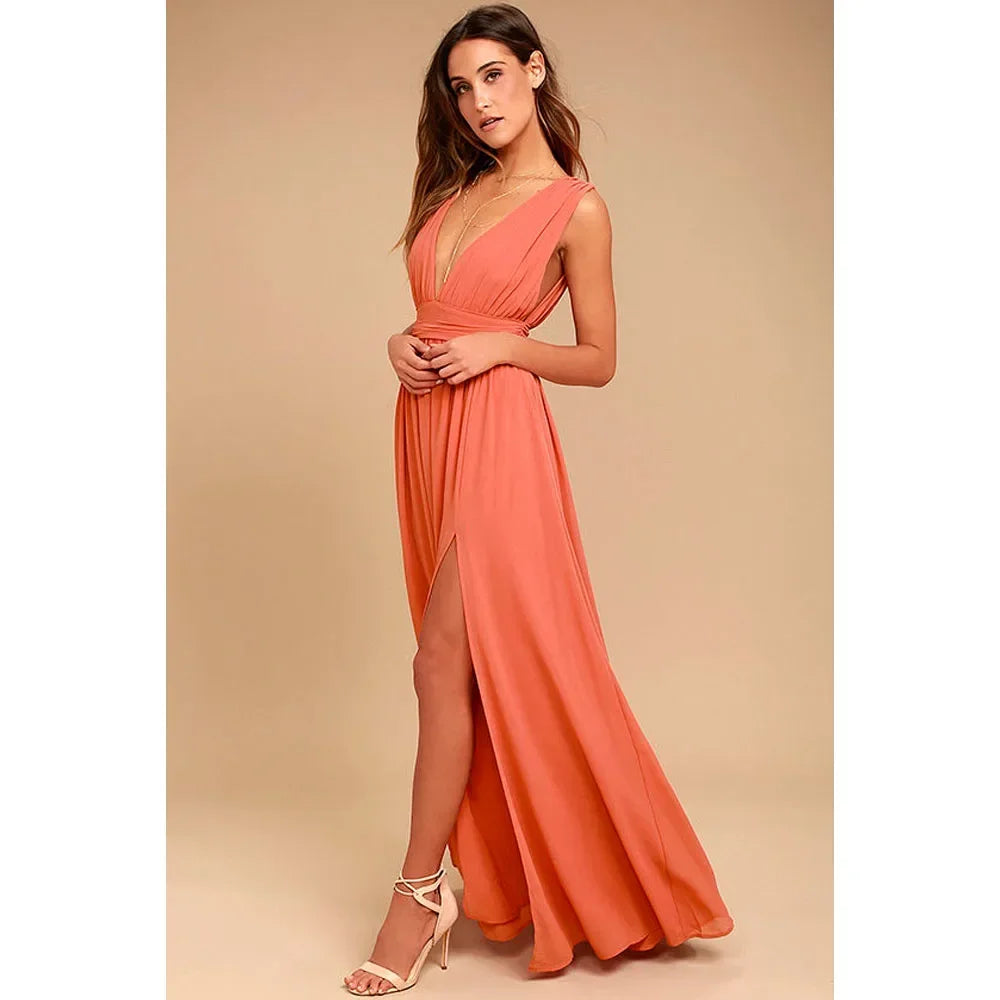 Women Backless Mesh Long  maxi Summer Dress