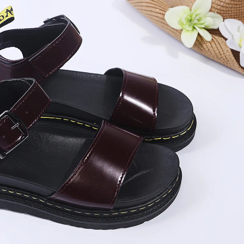 Women's Ankle Strap PU Thick-soled Soft Buckle Sandals