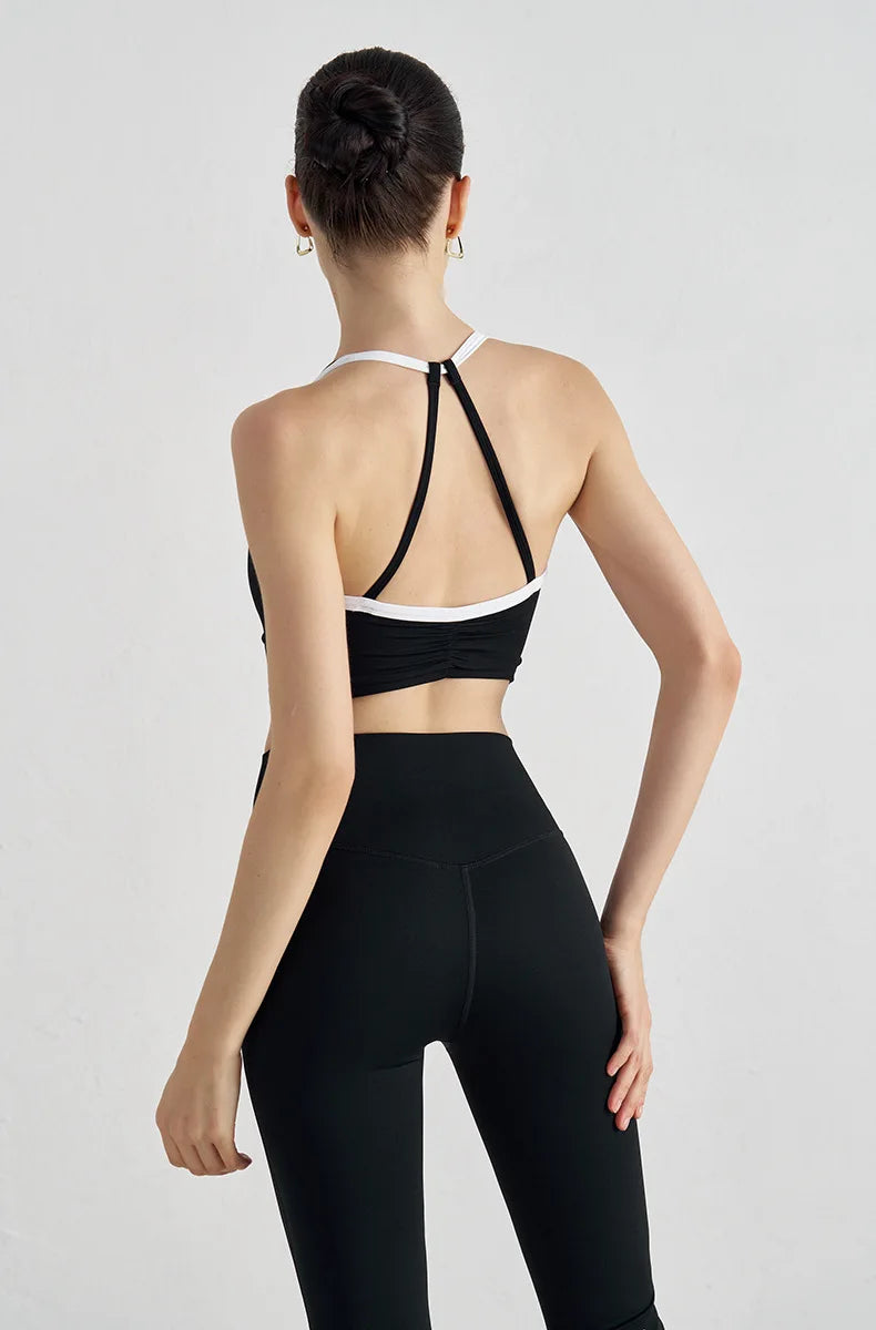 Two-Tone Nylon Sports Bra - Removable Chest Pad