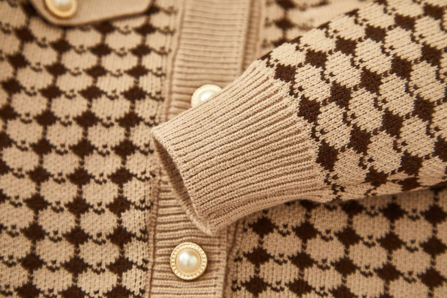 Girls Winter Knitted Cardigan & Skirt Set – Checkered Plaid