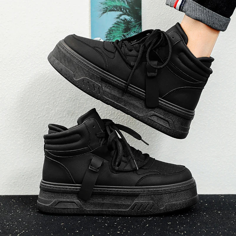 High-Top Platform Sneakers - Men's Thick-Sole Running Shoes