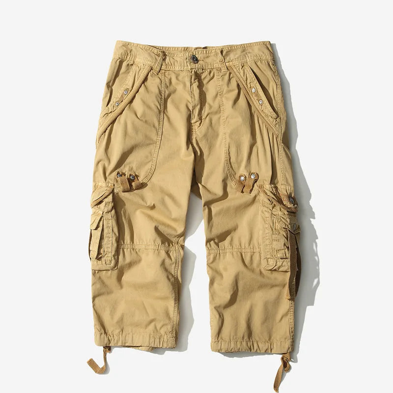 Men's Casual Summer Camouflage Cotton Cargo Shorts Without Belt