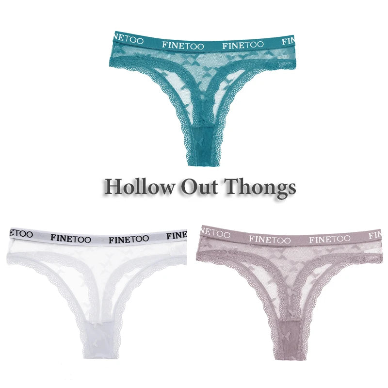 Women's Lace Thong Lingerie 3-Pack