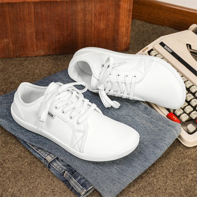 Men's Casual Leather Sneakers - Lace-Up Running Sports Shoes