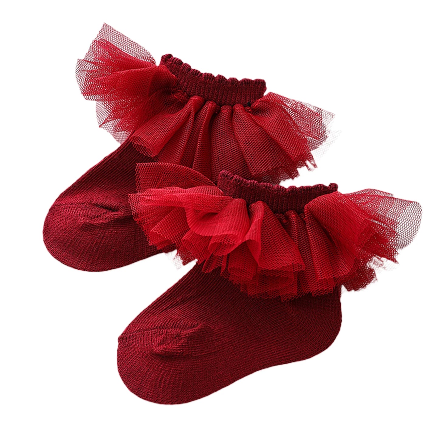 Newborn Baby Girls Princess Socks - Lace Mesh Combed Cotton Knitted Socks