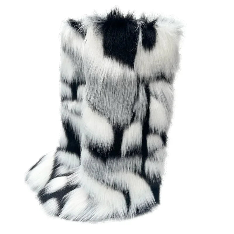 Women's Winter Thigh High Fluffy Plush Knee High Fur Faux Boots