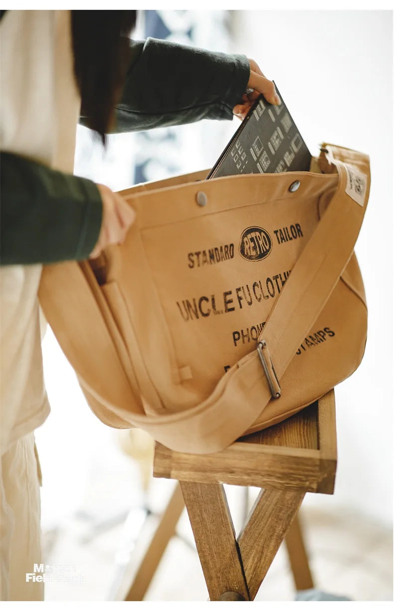 Retro Canvas Messenger Bag - Large Capacity Crossbody Tote