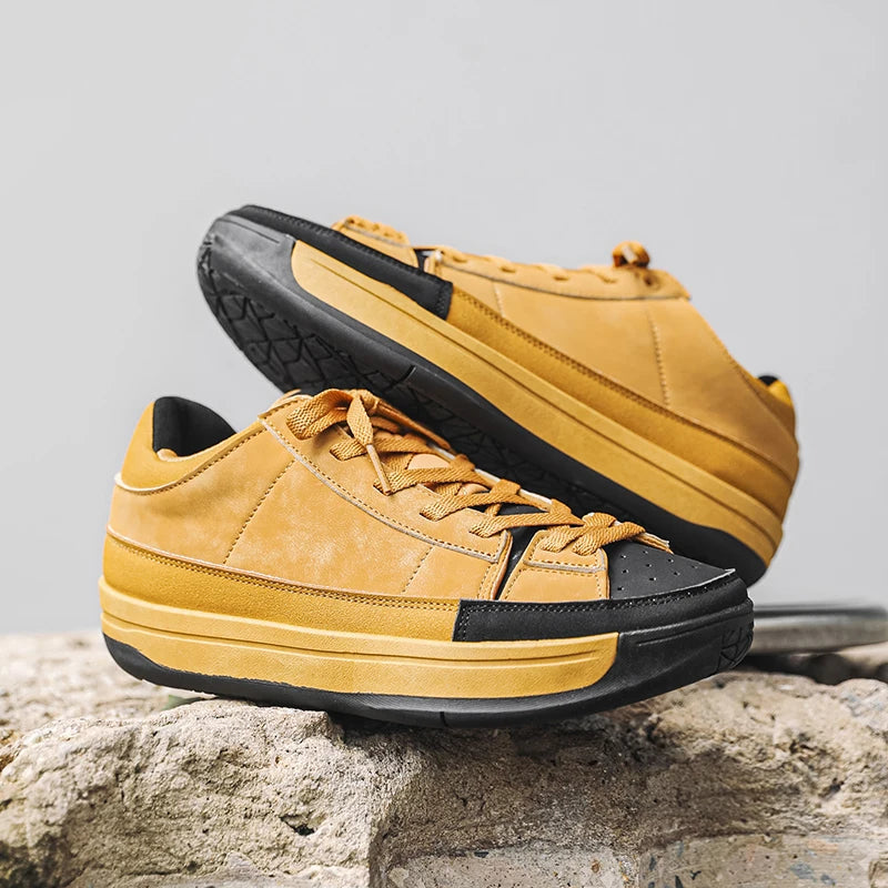 Men's Canvas Platform Sneakers - Vulcanized Skateboard Shoes