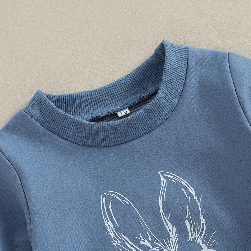 Toddler Boys Easter Outfit Set - Two Piece Rabbit Print Set