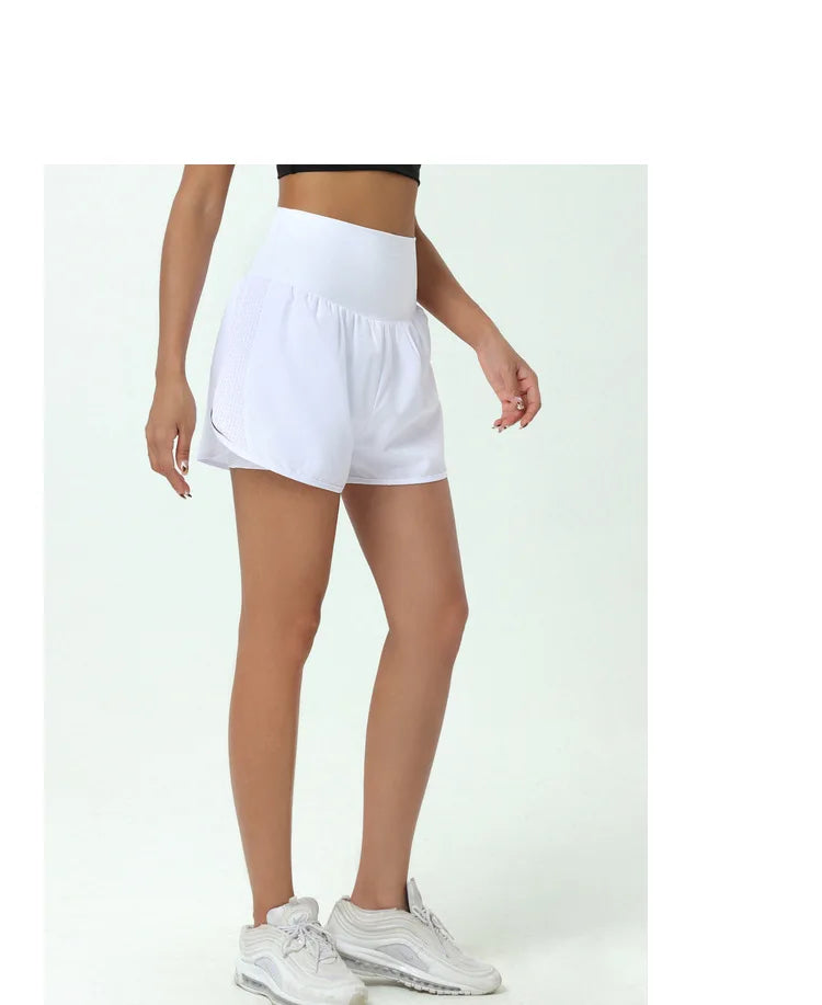 Women's High Waist 2 In 1 Running Breathable Quick Dry Pocket Fitness Gym Sportswear Shorts