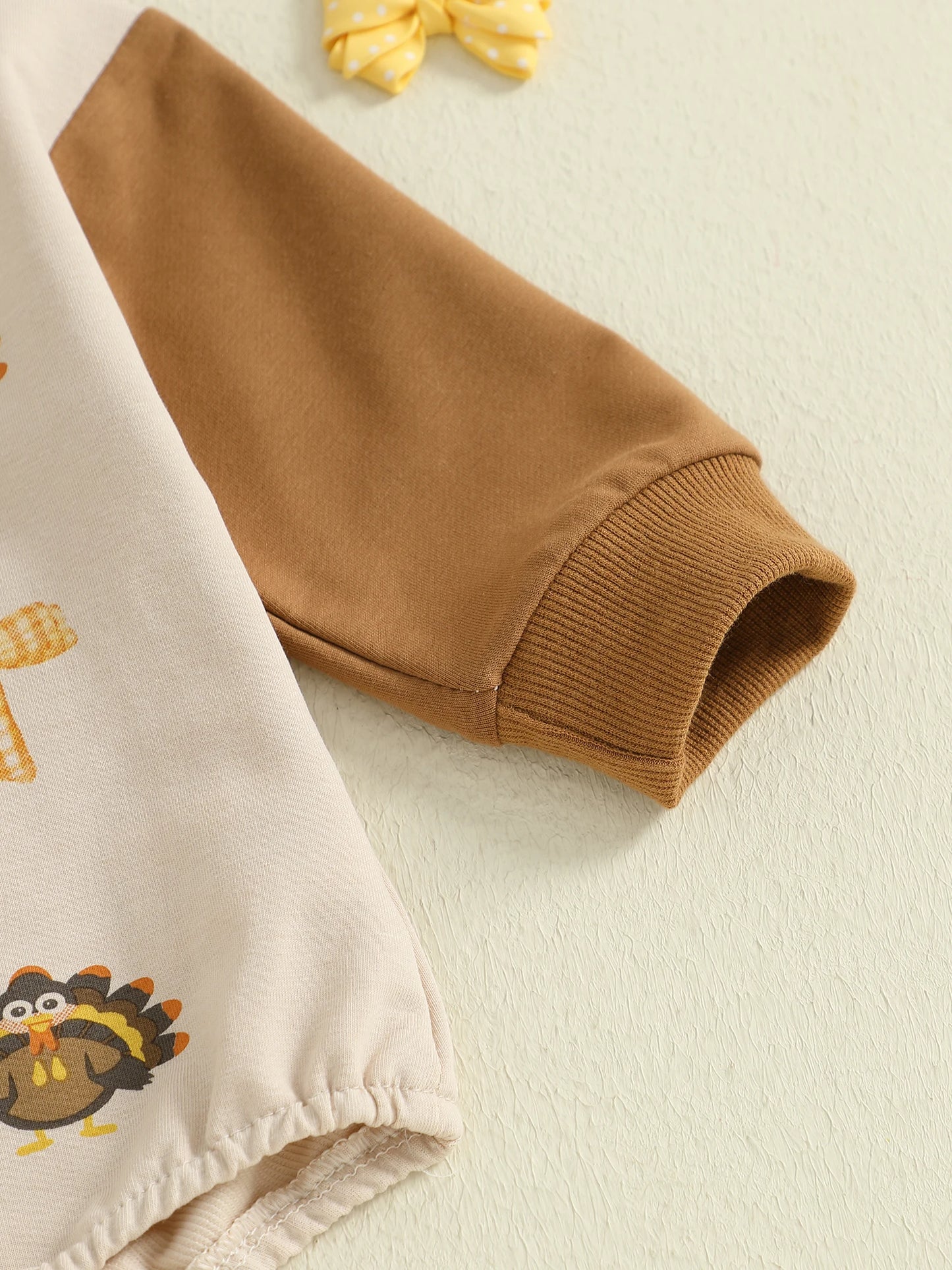 Baby Thanksgiving Romper - Bow Turkey Print Long Sleeve Bodysuit