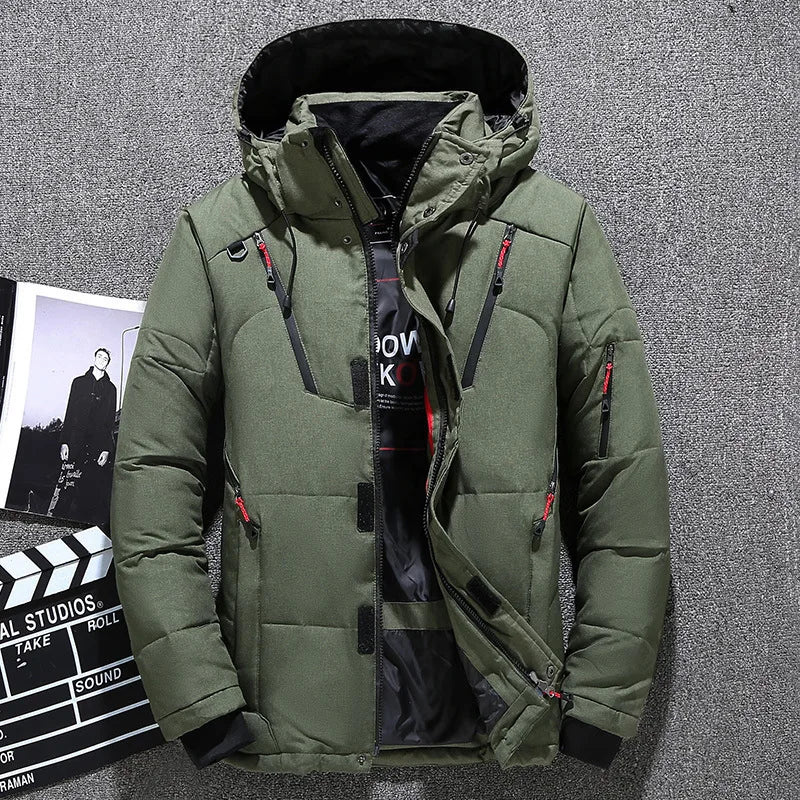 Men's Warm Hooded Thick Slim Fit Puffer Overcoat Thermal Jacket