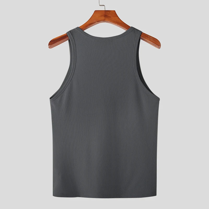 Men's Tank Top Solid Colour Round Neck Sleeveless Summer Vest