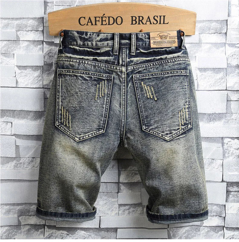 Men's Ripped Hole Denim Shorts