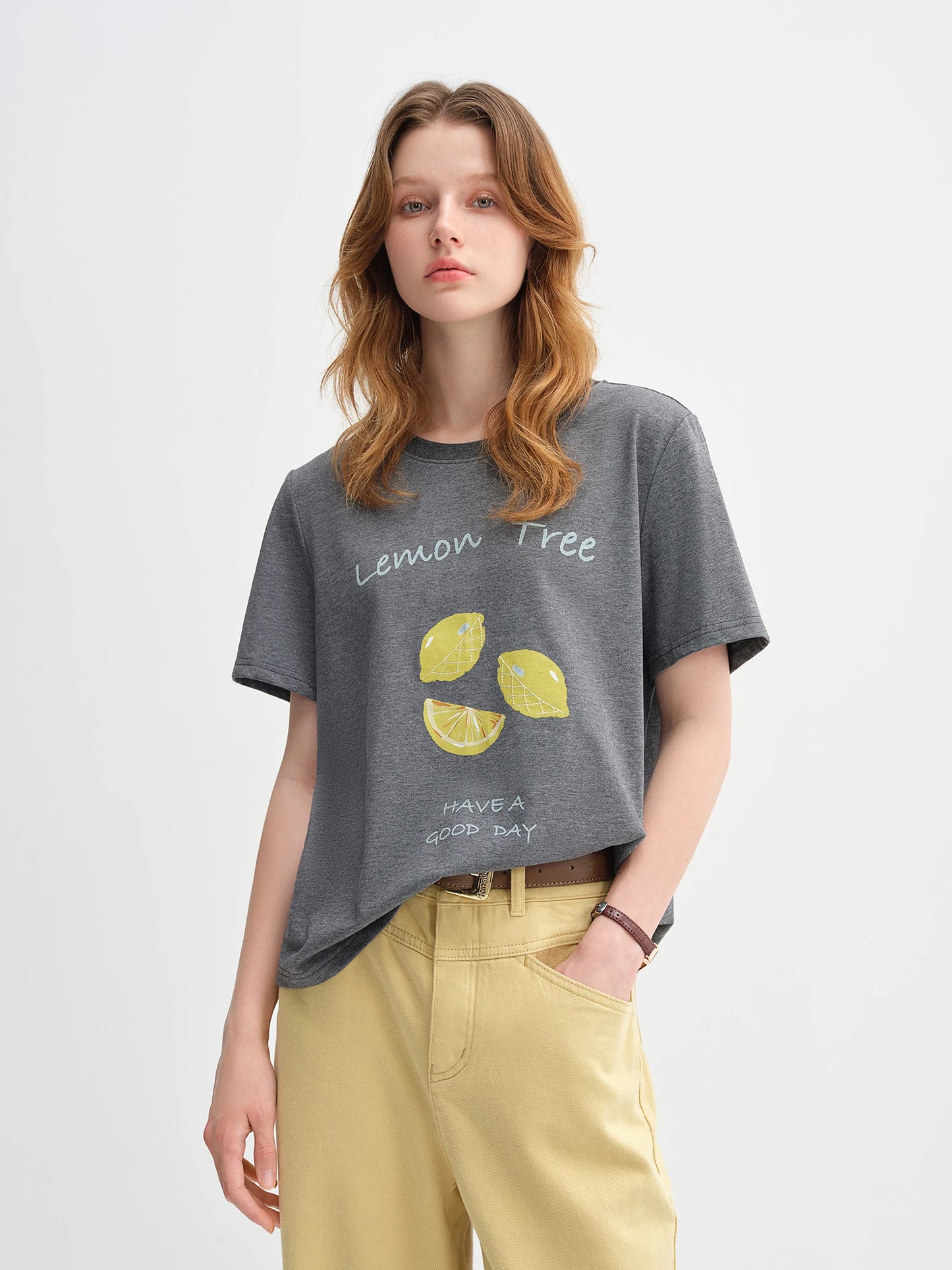 Fruit Print T-Shirt - Loose Fit Cotton Short Sleeve Top