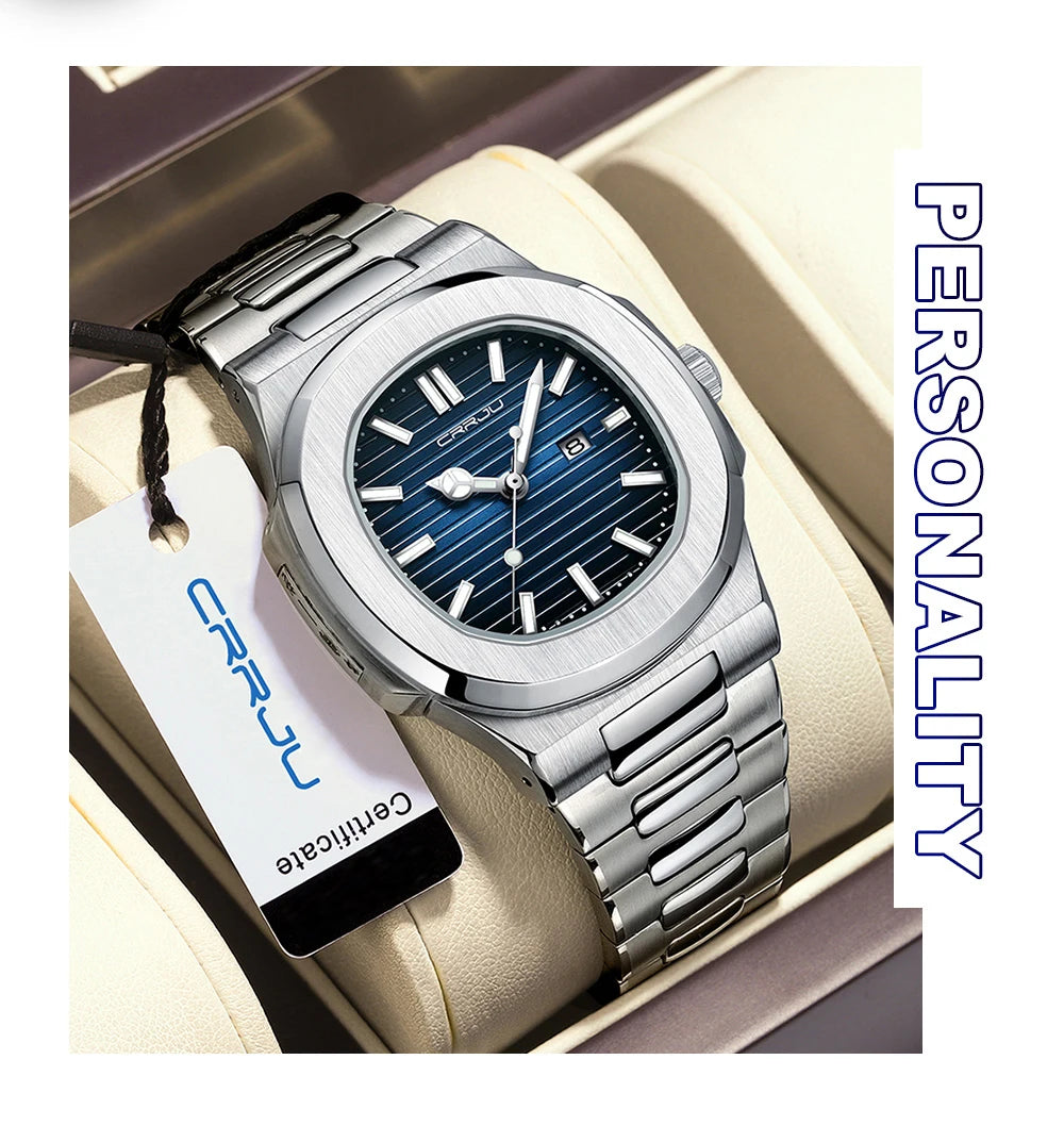 Men's Sports Watch - Square Dial Waterproof with Luminous Date Display