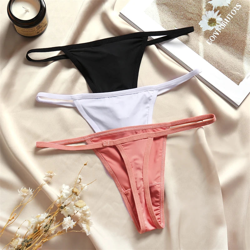 Women's Seamless Cotton Underwear - Low Waist Bikini & Thong Set