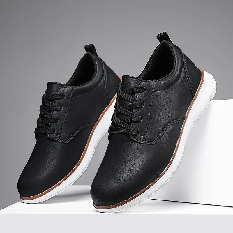 Men's Casual Leather Lace-up Flat British Comfortable Shoes