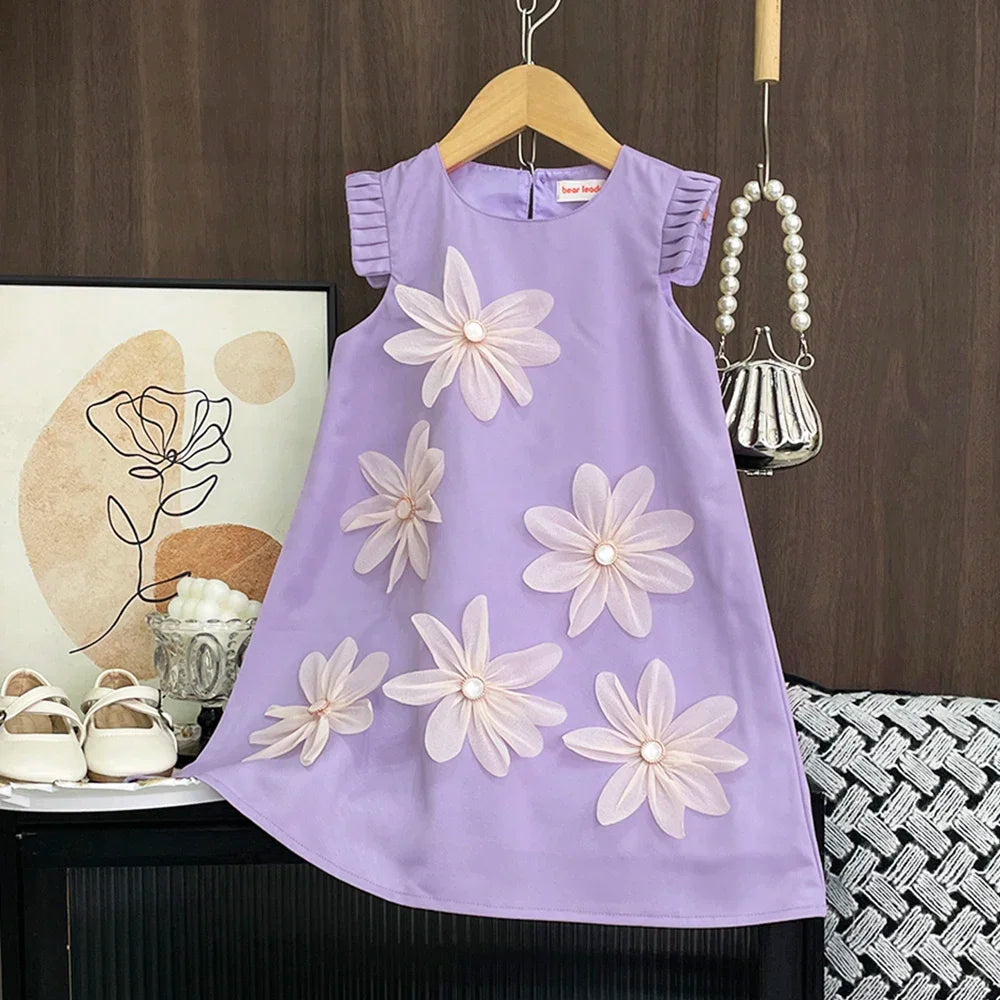 Girl's 3D Flower Princess Dress 2-12 Years