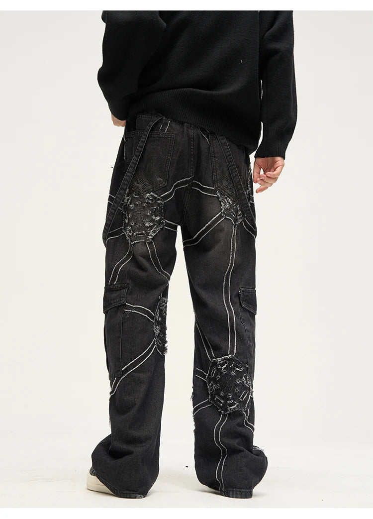 Men's Spider Splicing Baggy  Denim  Jeans