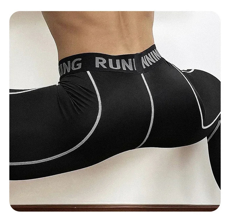 Men's Gym Compression Pants Quick Dry Reflector Sportswear Running Tights Fitness Training Sport Leggings