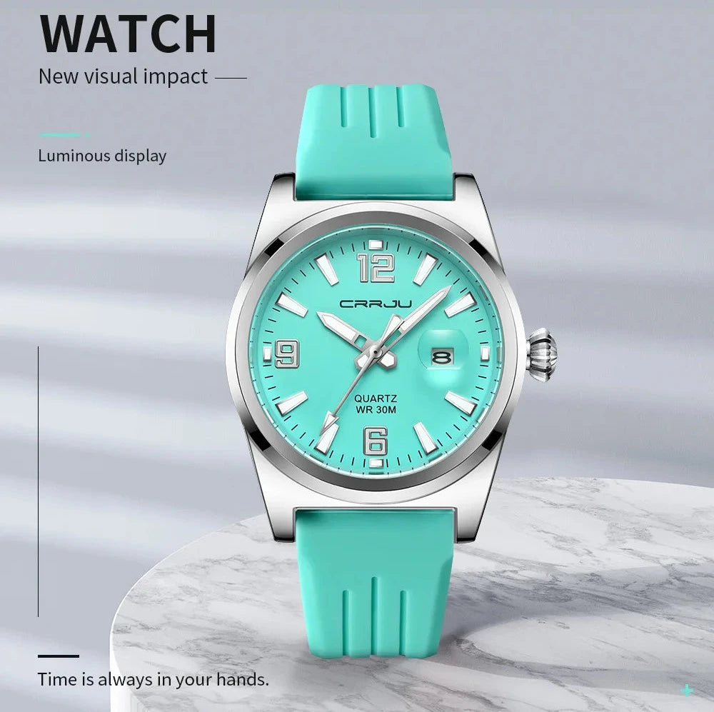 Casual Quartz Wristwatch - Waterproof Sport Watch with Silicone Strap & Luminous Display