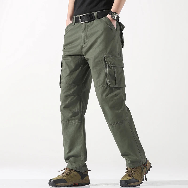Spring Autumn Cotton Cargo Pants - Multiple Pockets Casual Trousers