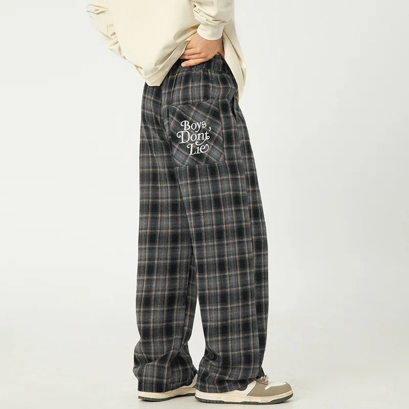 Men's Plaid Casual Trousers - Loose Straight Fit