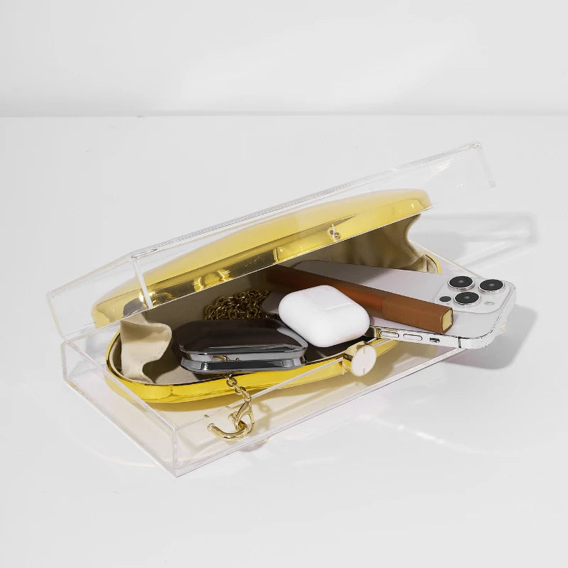 Women's Square Acrylic Chain Shoulder Bag – Elegant Clutch Crossbody Purse