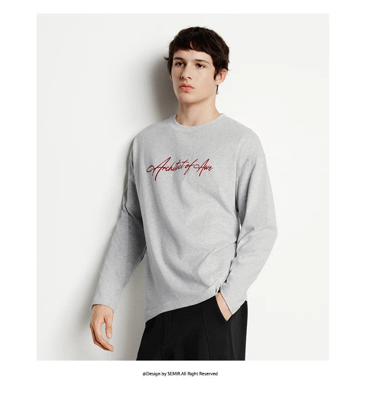 Long Sleeve T-Shirt Unisex Couple Style Basic Versatile Top Everyday Commuting Autumn