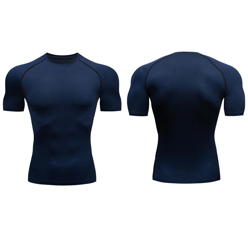 Men's Running Compression Short Sleeve Sport Gym Fitness Sweatshirt Jogging Tracksuit Athletic T-Shirt
