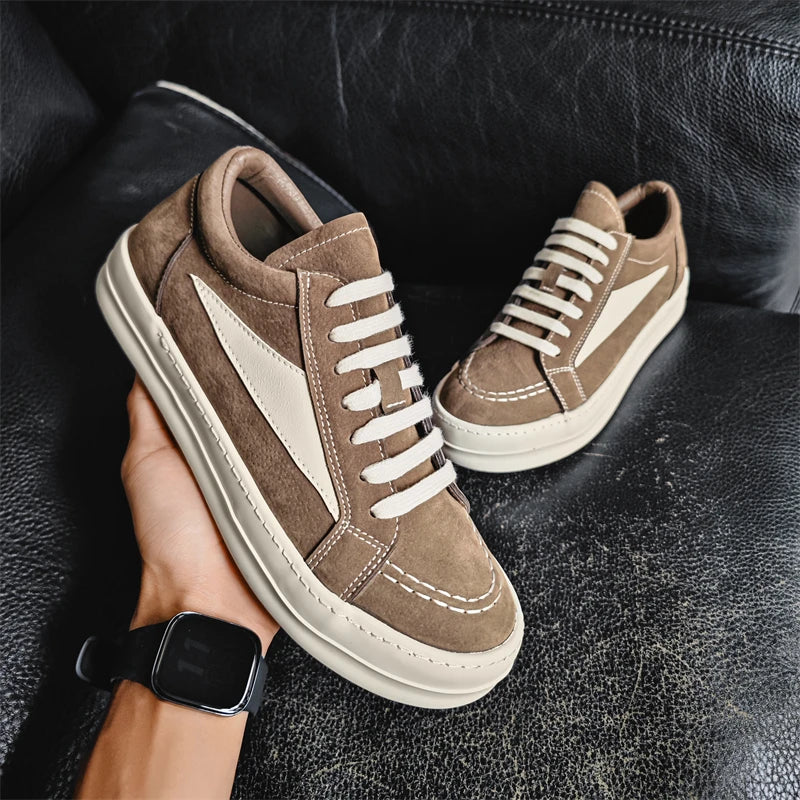 Men's Vulcanized Sneakers - Lace-Up Skateboarding Shoes