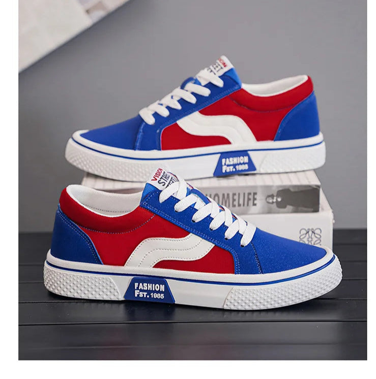 Men's Canvas Skateboard Sneakers - Lace-Up Casual Trainers