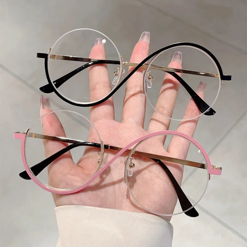 Women's Semi-Rimless Round Frame Fashion Eye Glasses